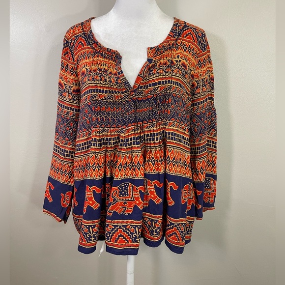 Anthropologie Vanessa Virginia "Mahdia" Peasant Top Southern Asian Prints 8 - Picture 2 of 10